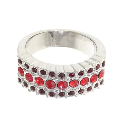 Behave - Ring - Klassieke Zilverkleurige Ring met Rode Kristalsteentjes – Stijlvol & Tijdloos - 18mm