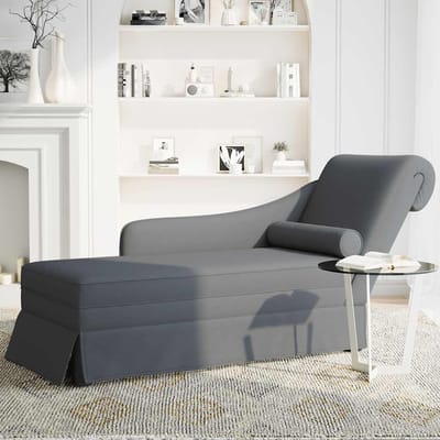 vidaXL - Chaise - longue - met - bolster&rechterarmleuning - fluweel - donkergrijs