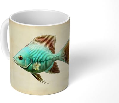 Mok - Koffiemok - Schubben - Vis - Mint - Minimalistisch - Mokken - 350 ML - Beker - Koffiemokken - Theemok