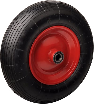 Heavy duty kruiwagenwiel - 4.00-8 - stalen rode velg - maximale belasting: 220 kg - asgat: 25 mm
