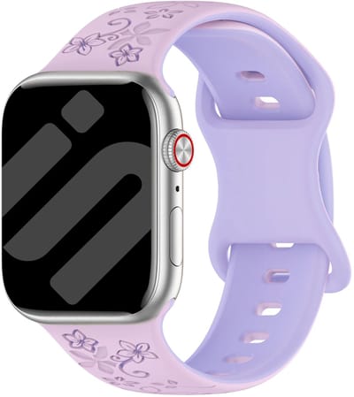 Strap-it Flower Siliconen bandje - horlogebandje geschikt voor Apple Watch 1/2/3/4/5/6/7/8/9/10/11/SE/Ultra (2) (38/40/41/42mm) - lila/paars