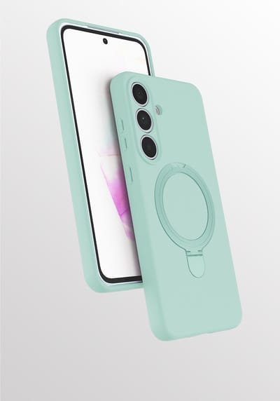 Hoesje Geschikt voor Samsung S25 FE hoesje zacht siliconen Mint Groen - Liquid Backcover ring hoesje Geschikt voor Magsafe