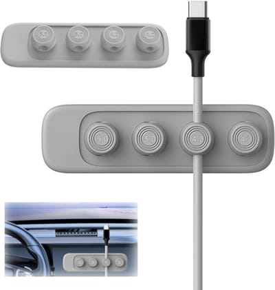 VHV - Kabelhouder - Kabelorganizer - Magnetische kabelhouder - Kabelclips - Magnetisch - Zelfklevend - Voor bureau, nachtkastje en auto - Universeel - 2 stuks - 9.8*2.9cm - Grijs