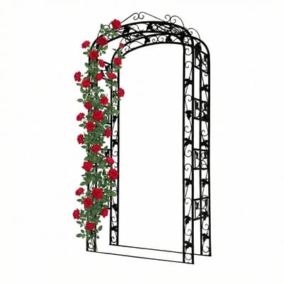 Rozenboog - zwart - 120x240x45 cm - metaal - met grondpennen