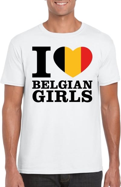 I love Belgian girls t-shirt wit heren - Belgie shirt S
