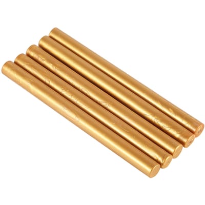 Lot de 5 bâtons de cire pour sceaux de mariage, anniversaires et cartes d'invitation vintage (Or)