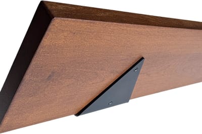 GoudmetHout® Wandplank Industrieel - 40 x 20 cm Muurplank - Donker Eiken Hout - Decoratie Wandrek & Boekenrek - Hangplank Keuken - Wall Shelf + 2 Driehoekvormige Mat Zwarte Plankdragers van Staal