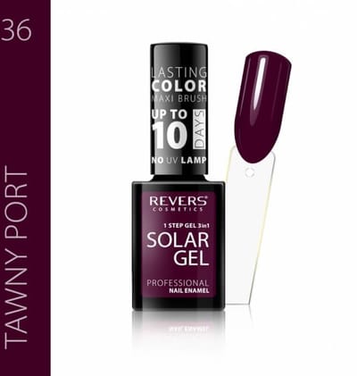 REVERS® 3in1 Solar Gel Nagellak 12ml. - #36 Tawny Port - paars - Glanzend - Gel nagellak - Gel nagellak