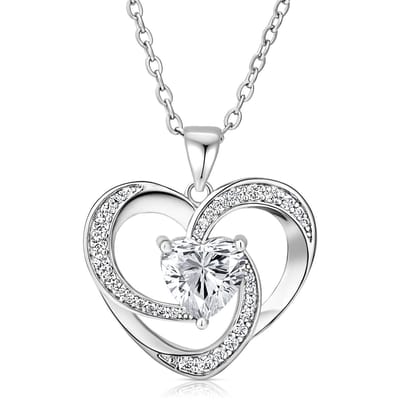 Juwelium Hart Ketting met Hart Kristal Verstelbaar 40 tot 45 cm met Zirkonia Kristallen in Luxe Houten doos met LED Verlichting en Pluche Teddybeer van 22 cm met "I Love You" Tekst – Perfect Cadeau voor Vrouw, Vriendin, Moeder, Dochter