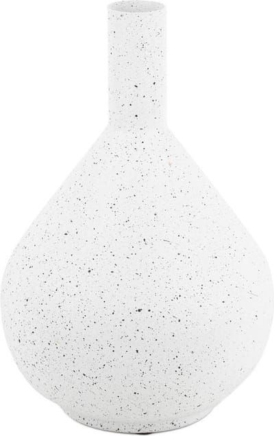 HomeBound by KY | Metalen ornament vaas white dots | 4x20,5x30,5cm | bloemenvaas metaal
