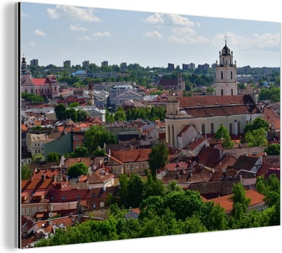 Aluminium schilderij 180x120 cm - Wanddecoratie metaal - Rooms-katholieke kerk van Vilnius in Litouwen - Metalen muurdecoratie woonkamer - Decoratie industrieel - Foto op dibond - Industriële accessoires slaapkamer