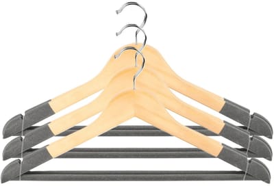 Urban Living Kledinghangers Nordic - grijs - 6x stuks - hout - garderobe hangers
