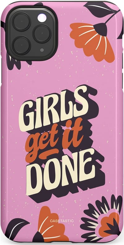 Casetastic hoesje geschikt voor Apple iPhone 11 Pro Max - Dubbellaagse bescherming - Girls get it done - Fashion Case - Lila Donkergrijs Terracotta