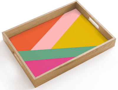 Dienblad hout 40x30 cm - Schootdienblad - Driehoeken - Kleurrijk - Abstract - Borrelplank rechthoek - Plateau dienbladen