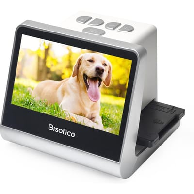 Bisofice film- en diascanner voor 135 films(36*24mm)126KPK 110 FilmSuper8 MonochroomSchuif naar UK Plug wit