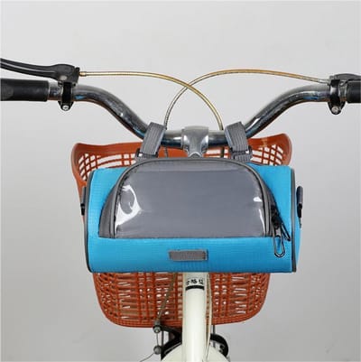 Fietstas voor aan het stuur - fietstas - fietstassen - Telefoontas voor op de fiets - Met transparant telefoonvak - Met verstelbare schouderriem - Grote inhoud - Blauw