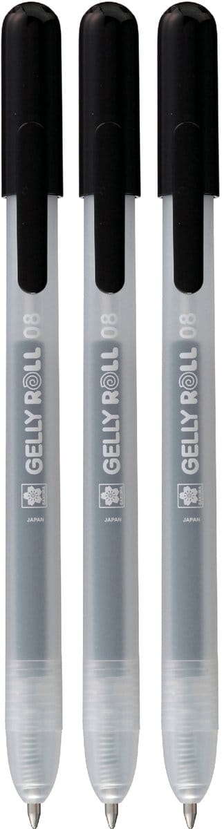 Gelschrijver Sakura Gelly Roll Classic 08 klikfunctie set à 3 stuks zwart | 6 stuks