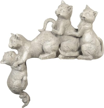 Clayre & Eef Beeld Kat 47x13x51 cm Grijs Kunststof