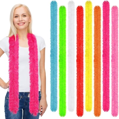 8-delige Set van Veer Boas - Kunstmatige Fluffy Versieringen voor Dames Kostuums, Feestjes en Theepartijen, Multicolor, 150 cm x 10 cm