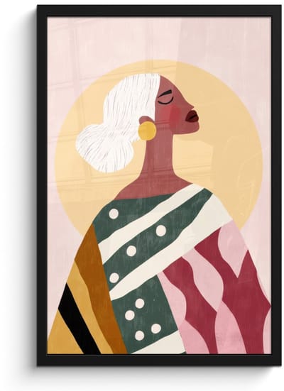 Poster in lijst - Fotolijst 40x60 cm - Posters - Vrouw - Zon - Kleurrijk - Posterlijst zwart - Decoratie - Wanddecoratie woonkamer - Muurdecoratie slaapkamer