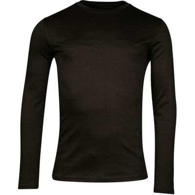 Thomas Maine T-Shirt Uni Color Crew Neck Liquid Cotton Long Sleeve Zwart / male