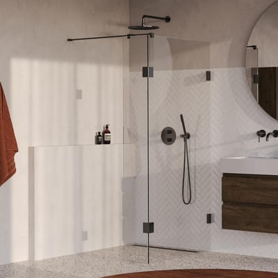 Brauer Void - Inloopdouche - Helder Glas - 100 x 200 cm - met Zijwand 30 cm - incl. Glascoating - PVD Gunmetal Geborsteld