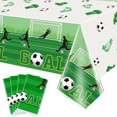 Ultiluxe® Tafellaken Wegwerp - Voetbal - Dun Tafelkleed - 1 stuk - Tafeldecoratie - 130 x 220 cm - Sport Thema - Waterafstotend - Kunststof - Voor feestjes en verjaardagen - Groen/wit