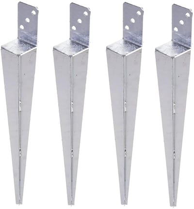 Bodemanker Houtpaal - Paalhouder L-vorm - Stabiele Constructie Bouwen - Warmbad Verzinkt Staal - 60 x 600 mm - Zilver