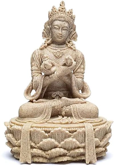 Boeddhabeeld met dorje en bel zandkleur