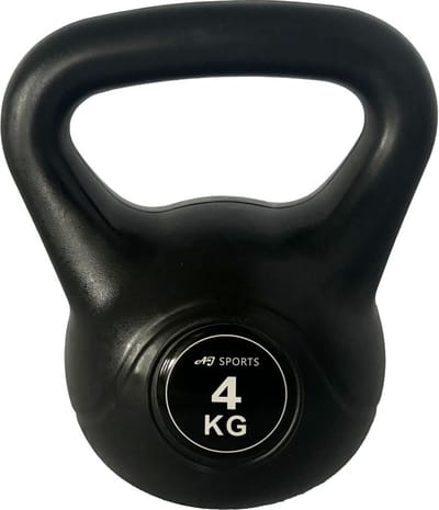 AJ-Sports Kettlebell - PVC 4 kg - Kettlebell - Gewichten - Krachttraining - Zwart - Fitness - Geschikt voor Crossfit & Fitness
