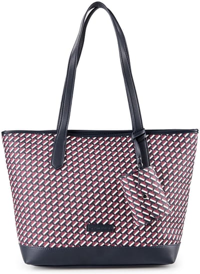 TOM TAILOR shopper Xenia Zip Shopper Printed Blue donkerblauw