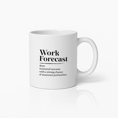 Werkvoorspelling Sarcastische Koffiemok – Grappig Kantoorcadeau voor Collega’s en Vrienden
