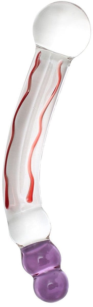 Rimba - Sensual Glass - Glazen Dildo Tania - Transparant/Rood/Lila