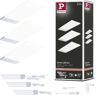 LED-onderkastverlichting Bredo Naderingsschakelaar Set van 3 3x2,5W 80x190 mm 3x180lm 230/12V Zilver