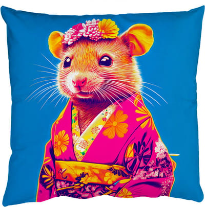 Sierkussens - Kussentjes Woonkamer - 50x50 cm - Muis - Kimono - Bloemen - Blauw