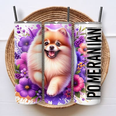 Pomeriaan Tumbler cadeau honden beker met rietje - Geïsoleerde roestvrijstalen drinkbeker met deksel - Hond - Thermosbeker - Thermosfles - Schoolbeker- Cadeau voor hondenliefhebber - Draagbare thermosfles - Huisdier cadeau - Huisdier - Koffiebeker