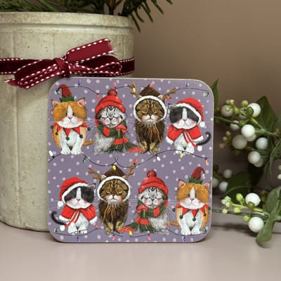 Alex Clark Onderzetters Christmas Cats ~ Katten Kerst/winter