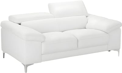 Vente-unique Tweezitsbank van leer SOLANGE - Wit