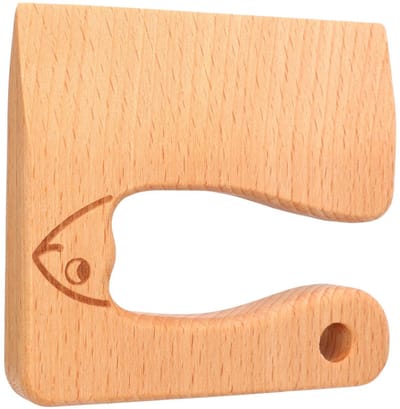 Dailygoods- Keukenmessen Ergonomisch - Houten Snijders - Veilig voor Kinderen - Geschikt voor Groenten en Fruit - Natuurlijk Beukenhout - Verbeter Cognitieve Vaardigheden - Speelgoedmes