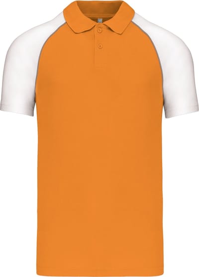 Herenpolo 'Baseball' korte mouwen Oranger/White - XL