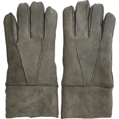 Unisex grijze schapenvacht suède handschoenen met oprolbare/neerwaartse manchetten