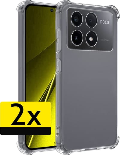 Hoesje - 2 Stuks - Geschikt voor Xiaomi Poco X6 Pro 5G - Sterk & Shockproof - Siliconen Case - Back Cover - Telefoon Hoes Shock Proof - Telefoonhoesjes - Transparant