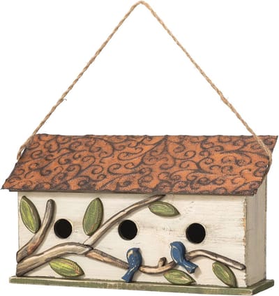 Hanging Birdhouse voor Buiten - Decoratieve Houten Vogelhuisje voor Tuin en Patio - 15.7" L