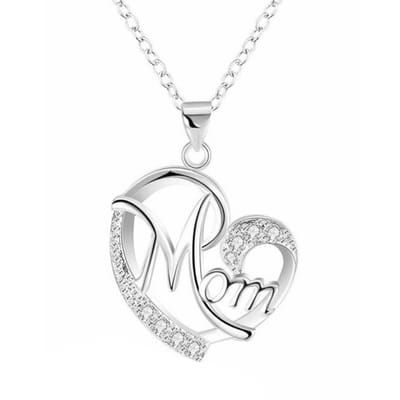 Fako Bijoux® - Ketting Mom Hart - Mama Ketting - Hartje - Cadeautje Moeder - 45cm - Zilverkleurig