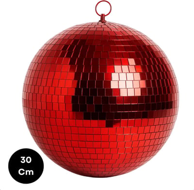 Lomera Rode Discobal - Discobal 30 CM - Spiegelbal - Feestelijke Sfeer - Schuim en Spiegelglas - Licht Weerkaatsen - Speels Lichtspel - Blikvanger - Ophangbaar - Woonkamer Decoratie - Creatieve Twist - Interieur Accessoire - Disco Bol