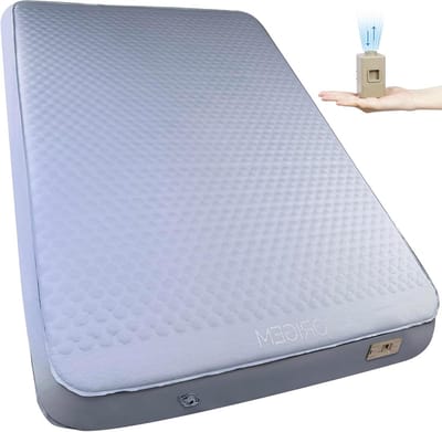 Kampeermatras - Slaapmat - Kamperen en buiten - Ingebouwde elektrische pomp - 140x10 cm - Grijs