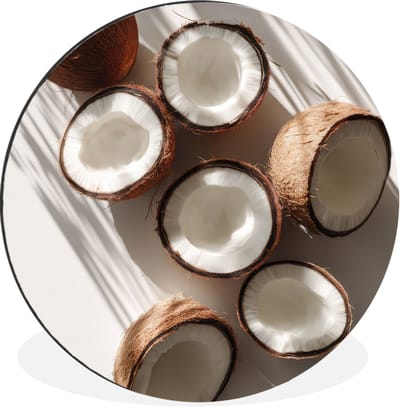 WallCircle - Wandcirkel - Muurcirkel - Kokosnoten - Bruin - Shaduw - Aluminium - Dibond - 30x30 cm - Binnen en Buiten