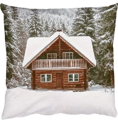 Sierkussens - Kussentjes Woonkamer - 50x50 cm - Huis - Bos - Winter - Natuur - Sneeuw