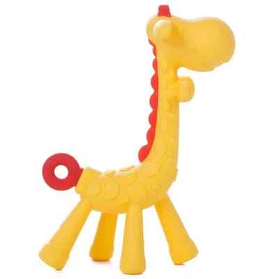 Anneau de dentition en silicone pour bébé girafe, jouet pour nouveau-né, bâton de broyage, accessoires pour bébé rouge