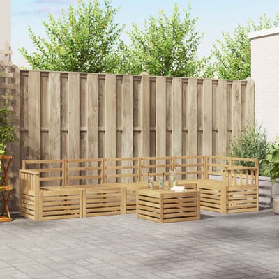 vidaXL - Buiten - bank - set - 7 - st - Wit - Massief - Acacia - Hout